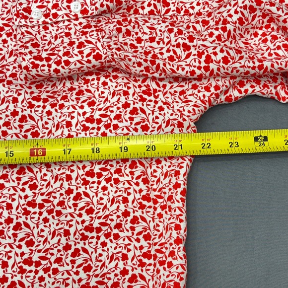 Boden Women Red White Floral Viscose Long Sleeve Blouse Top Sz US 12 Button Up - Picture 5 of 6